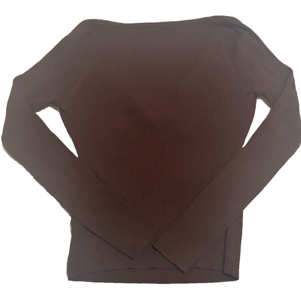 A.L.C. Alc Women's Brown "Annabelle" Ribbed Knit Long Sleeve Cutout Top L $375 - Picture 9 of 9